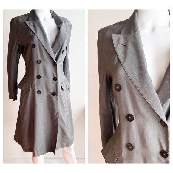 Jean Paul Gaultier Jackets & Blazers - Jean Paul Gaultier Grey Double Breasted Longline Blazer S/M